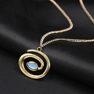 Gold Serpent Spiral Snake Pendant Necklace